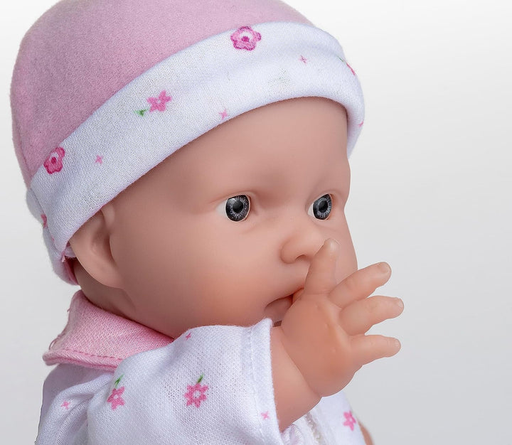 JC Toys La Baby Caucasian Baby Doll Set - păpușă moale de 28 cm, lavabilă, costum roz detașabil cu pălărie, pătură și suzetă, pentru copii de la 12 luni în sus