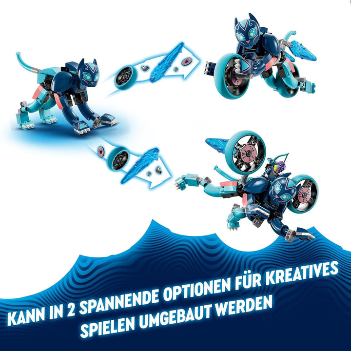 Motocicleta pisicii lui Zoey LEGO Dreamzzz 2 în 1, cadou pentru copii cu vârsta peste 7 ani, figurină de animale de reconstruit, motocicletă de jucărie, set de joacă fantezie pentru băieți și fete 71479