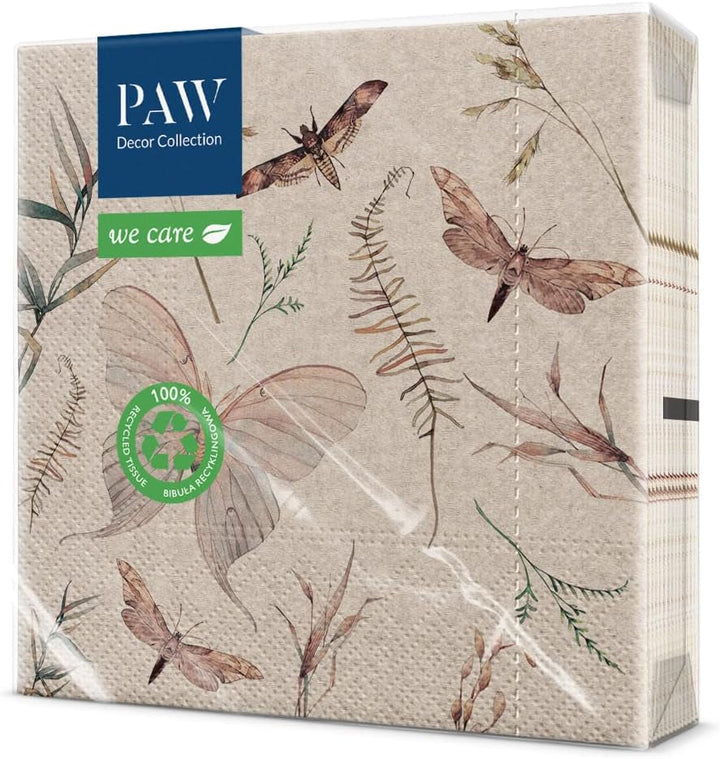 Pfotenkollektion X Pfoten Dekor Kollektion CM Papiertücher mit 3 Schichten. 20 Stücke. Gedruckt mit farben auf Wasserbasis. Tischdekorationen. Nature, Hirsc, PAW_022022, Hirsch, 33 x 33 cm (Paket mit 3)