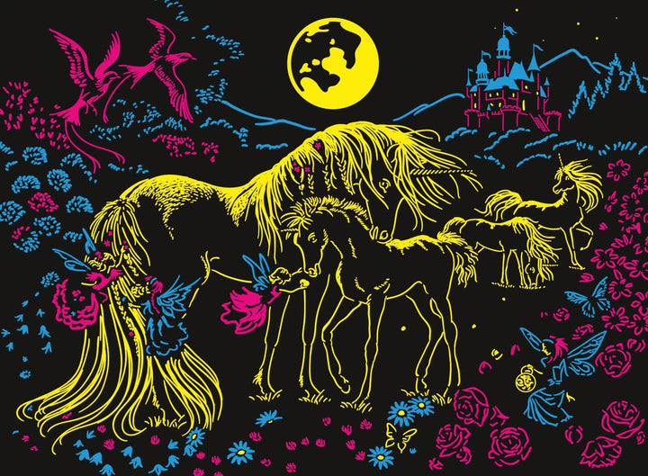 Ravensburger puzzle pentru copii - 13670 Unicorni în lumina lunii - Puzzle cu lumină de unicorn pentru copii cu vârsta de peste 6 ani, cu 100 de piese în format XXL, strălucește în întuneric