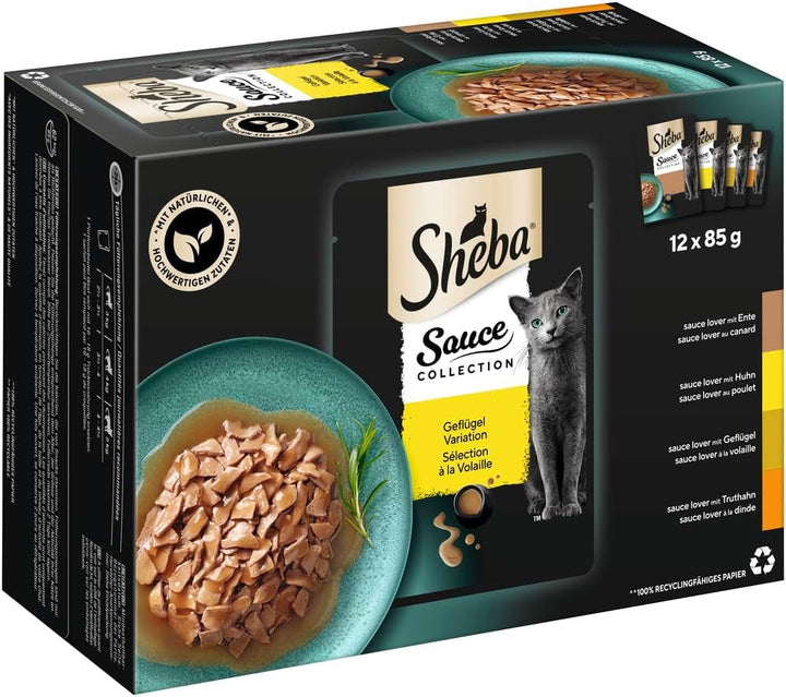SHEBA pungi porție hrană umedă Multipack Sauce Collection Poultry Variation 4 X 12 X 85G