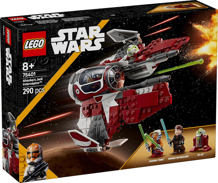 LEGO Star Wars 75401 Interceptorul Jedi al lui Ahsoka, Starfighter pentru fanii Războiului Clonelor, Ahsoka Tano & Anakin Skywalker Minifigures, cu săbii laser și R7-A7, pentru băieți și fete de la 8 ani în sus