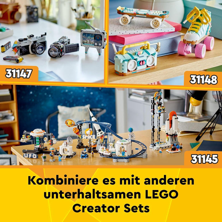 Jucărie LEGO Creator 3In1 Astronaut în spațiu, kit model cu câine și navă spațială pentru copii, decorațiuni pentru grădiniță, cadou creativ pentru băieți și fete de la 9 ani 31152