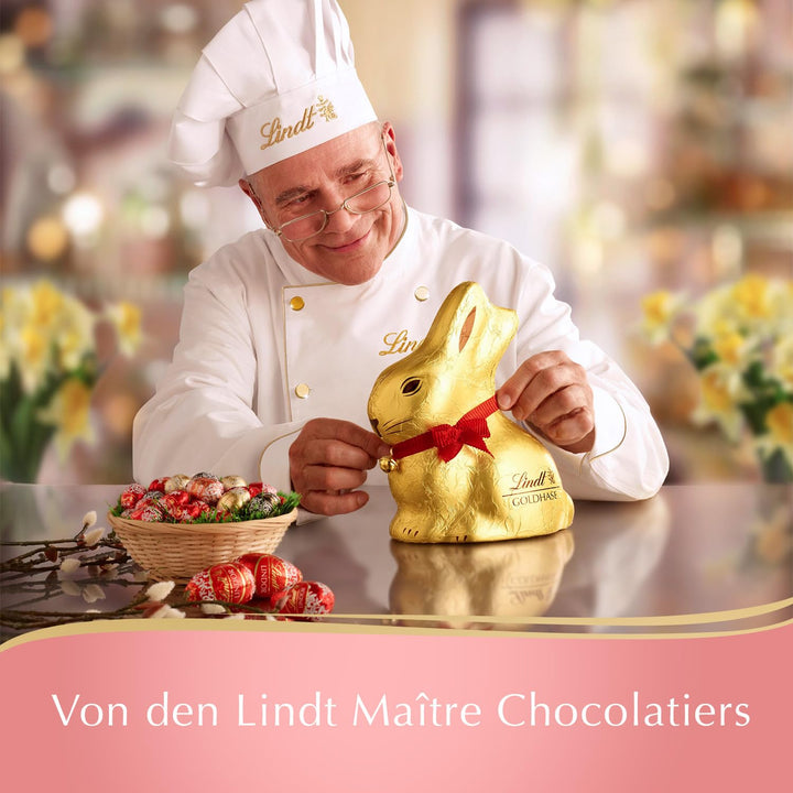 Lindt Schokolade Hasen-Nest | 280 G | Geschenk Mit Vollmilch GOLDHASE Und 10 Eiern in Den Sorten LINDOR Milch, Vanille Trüffel, Cresta, Nougat | Oster Schokolade | Schokoladengeschenk