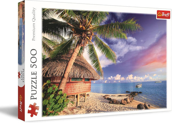 Trefl - Insula Bora-Bora - Puzzle 500 piese - Diy Puzzle cu vedere de vacanță, divertisment creativ, distracție, puzzle clasic pentru adulți și copii de la 10 ani în sus