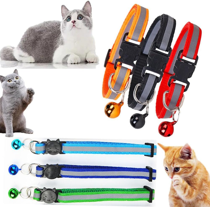 Zgărzi reflectorizante pentru pisici, cu clopoței, cu încuietoare de siguranță, zgardă reglabilă pentru pisoi 20-32,5 cm, accesorii personalizate pentru animale de companie (12 culori)