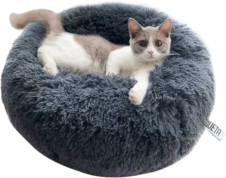 Pat pentru pisici Queta, pat minunat pentru animale de companie, pat pentru câini mici, pat rotund și moale, pat pentru pisici (50 cm, bej)