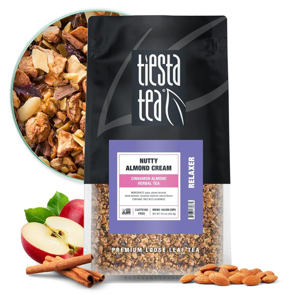 - Nutty Almond Cream | Premium Loose Leaf | Cinnamon Almond Herbal Tea Blend | Non-Caffeinated | Make Hot or Iced & Brews up to 200 Cups | 16 Ounce Resealable Bulk Pouch Tea USA Naty Shop Default Title