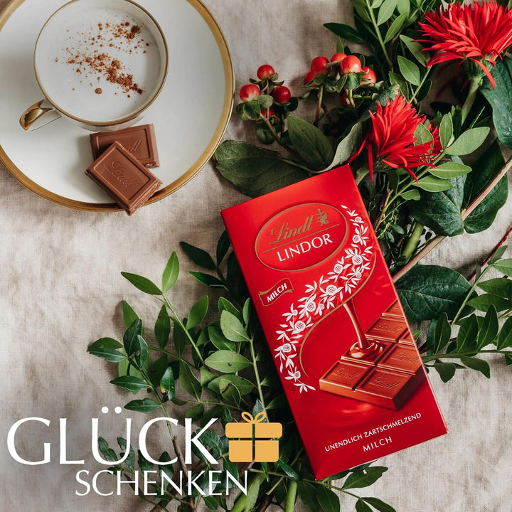 Lindt Schokolade LINDOR Milch | 100 G Tafel | Feinste Vollmilch-Schokolade Mit Einer Unendlich Zartschmelzenden Füllung | Schokoladentafel | Schokoladengeschenk