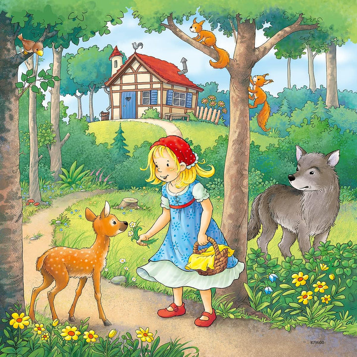Ravensburger Puzzle pentru copii - 08051 Rapunzel, Scufița Roșie și Regele Broască - Puzzle pentru copii de 5 ani și peste, cu 3X49 piese