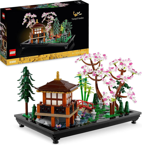 Lego Icons Garden Of Silence - Set de grădină botanică Zen pentru adulți cu flori de lotus - Decorațiune de birou personalizabilă inspirată de Japonia - Cadou pentru femei și bărbați 10315