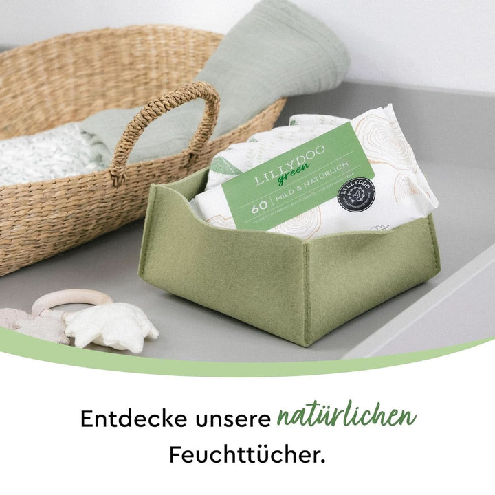 LILLYDOO Green Natürliche Feuchttücher, 600 Stück (10 X 60), 100% Plastikfreies Tuch, Ohne Parfüme (FSC Mix)