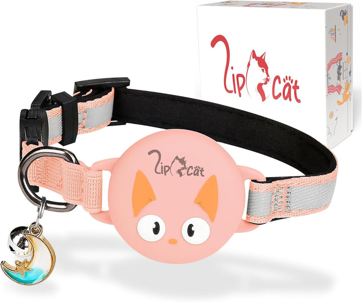 Zgardă pentru pisici Lipcat® Airtag | Reflectorizantă, căptușită și reglabilă | Închizătoare de siguranță, clopoțel și suport impermeabil pentru etichetă | Sistem de urmărire a pisicilor | Compatibilă cu Apple Airtag | Turcoaz