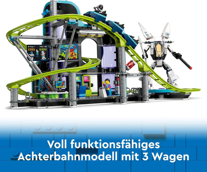 LEGO City Rollercoaster cu Robot Mech, parc de distracții de jucărie, Playset pentru băieți și fete de la 8 ani, cadou pentru copii creativi 60421