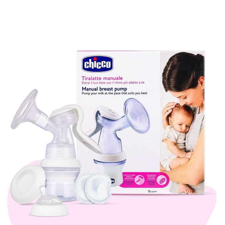 Chicco Natural Feeling Handmilchpumpe, Komfortable Und Schnelle Stillpumpe, Einfaches Abpumpen Der Milch, Ergonomische Form, Mit Geneigtem Sauger Und Hermetischem Deckel, Wird Zur Babyflasche - 150 Ml