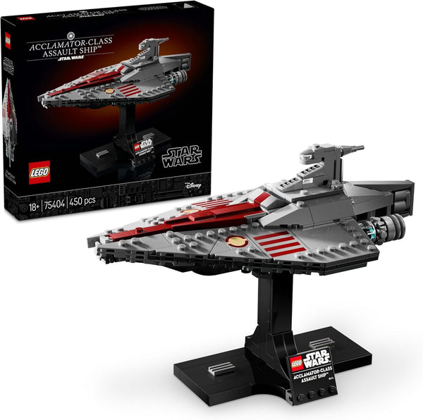 LEGO Star Wars 75404 Nava de asalt Clasa Acclamator din Atacul clonelor - Navă stelară de colecționat, construit și expus - Set de construcție Fantasy - Cadou pentru adulți și fani adolescenți