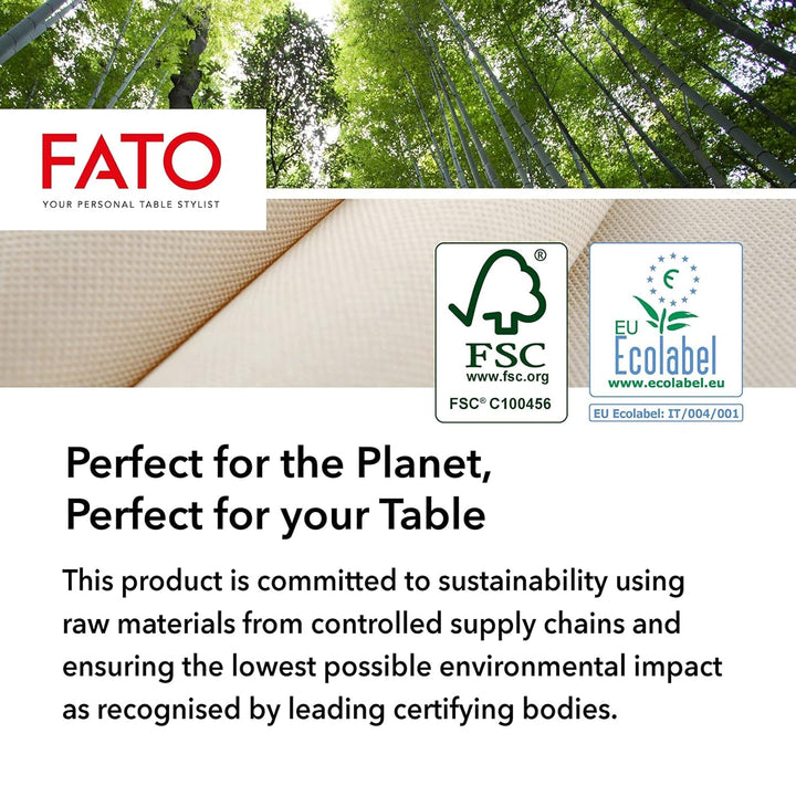 Fato - Șervețele de hârtie de unică folosință naturale pliate 4 ori, ecologice, pachet de 40 de șervețele, mărimea 38X38, 2 straturi, 100% hârtie reciclată