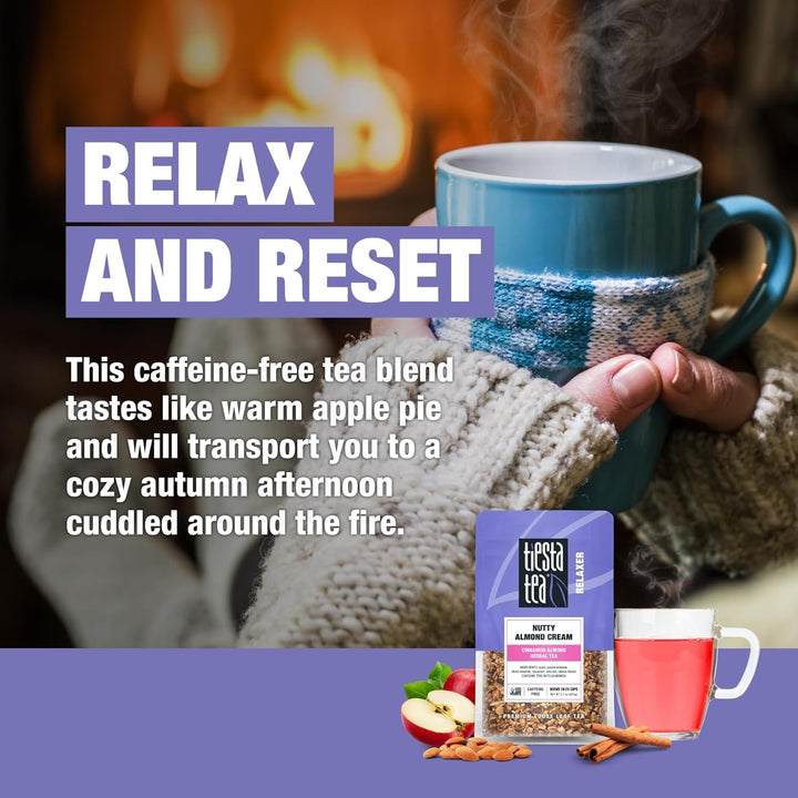 - Nutty Almond Cream | Premium Loose Leaf | Cinnamon Almond Herbal Tea Blend | Non-Caffeinated | Make Hot or Iced & Brews up to 25 Cups | 2.1 Ounce Resealable Pouch Tea USA Naty Shop