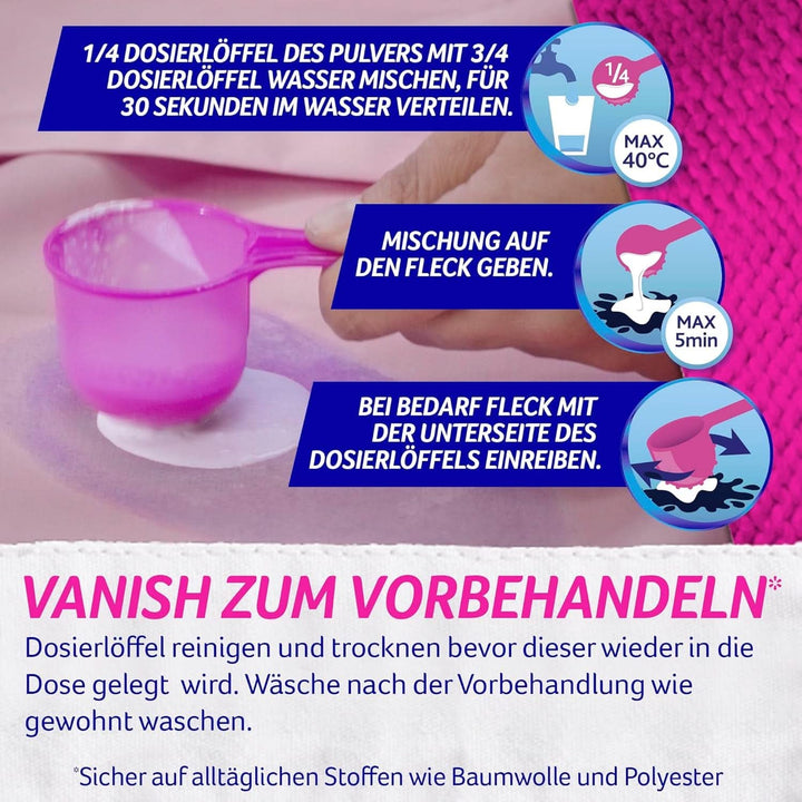 Vanish Oxi Action Powder Pink - 1,125 Kg - pudră de îndepărtare a petelor și de îmbunătățire a rufelor fără clor - pentru rufe colorate