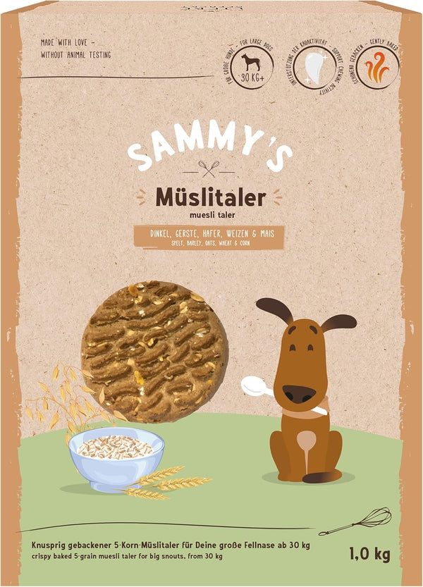 Sammy´S Müslitaler | Knusprig Gebackene Hundesnacks |5-Korn-Müslitaler Für Deine Große Fellnase (Ab 30 Kg) | 1 Kg