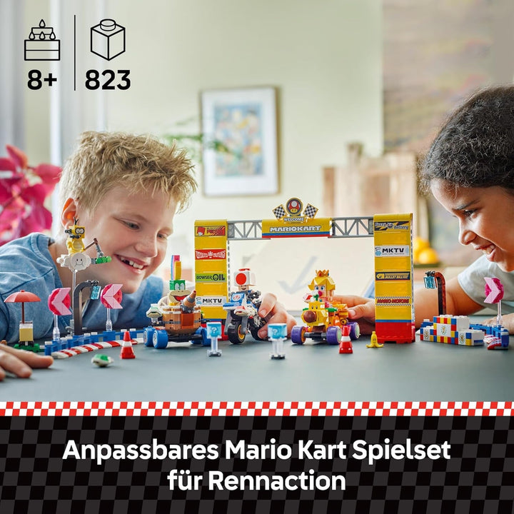 LEGO Super Mario: Mario Kart - Baby Peach & Grand Prix Set, Figuri Nintendo - Toad, Lakitu, Baby Peach și Lemmy, Cadou pentru băieți, fete și gameri de la 8 ani, Jucărie de aventură 72036