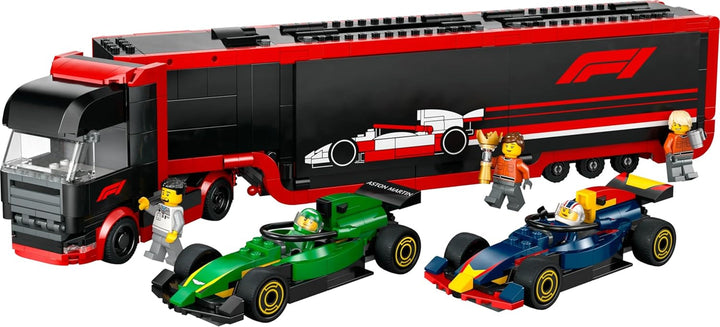 LEGO City F1 Transporter with RB20 & AMR24 F1 Racing Cars - Toy Car Transporter for Red Bull & Aston Martin Formula 1 Teams - Incl. 5 Minifigures - Gift for Boys & Girls Ages 8+ 60445