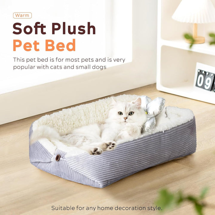 MAIYADUO Pat moale pentru pisici, lavabil, 42 x 38 cm, pat de pluș pentru câini și pisici mici - pernă 2 în 1 pentru pisici, pătură pentru pisici, canapea, cuib pentru pisici