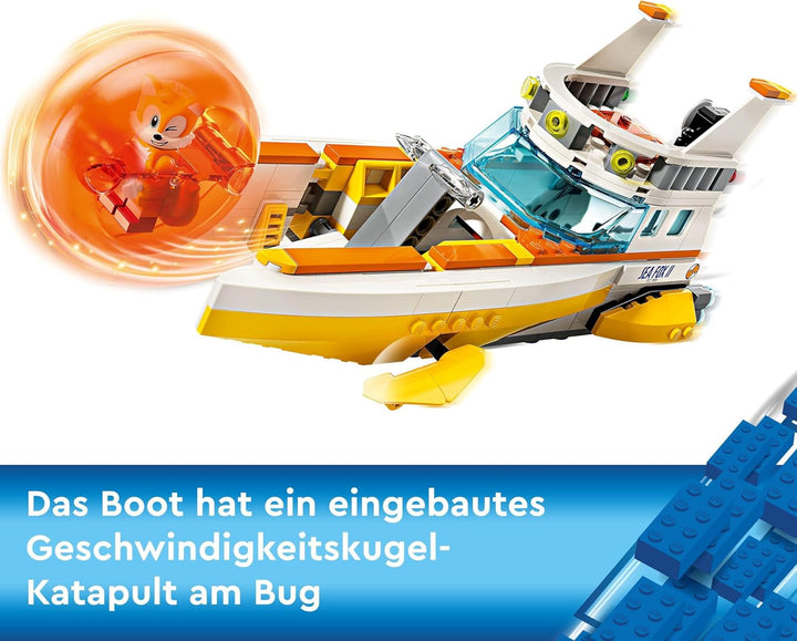 LEGO Sonic the Hedgehog Tails™ Adventure Boat, jucărie interactivă cu personaje de jocuri video și schiuri de apă, cadou pentru băieți, fete și gameri de la 8 ani 76997
