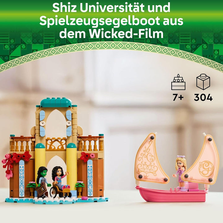 LEGO Wicked Glinda, Elphaba și Nessarose la Universitatea Shiz, barcă cu pânze și 3 figurine, barcă de jucărie, cadou pentru fete și băieți de la 7 ani, iubitorii casei de păpuși 75681