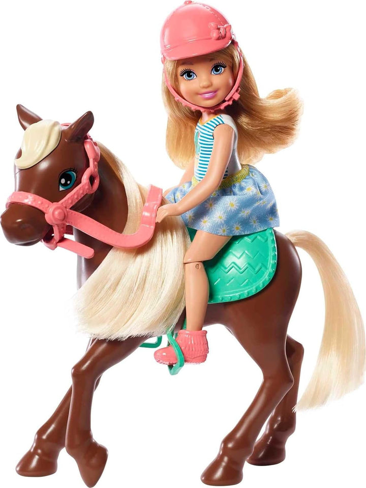 Barbie GHV78 - Club Chelsea Playset cu păpușă și cal, aprox. 15 cm, blondă, cu modă și accesorii, jucărie cadou pentru copii de la 3 la 7 ani