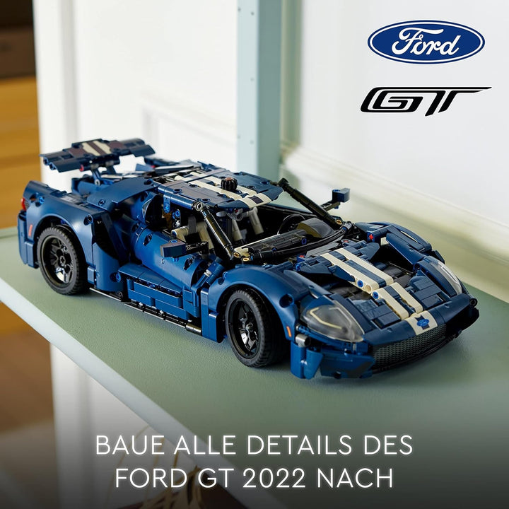 LEGO 42154 Technic Ford GT 2022 Kit model de mașină pentru adulți, Supercar la scara 1:12 cu caracteristici autentice, set avansat pentru colecționari