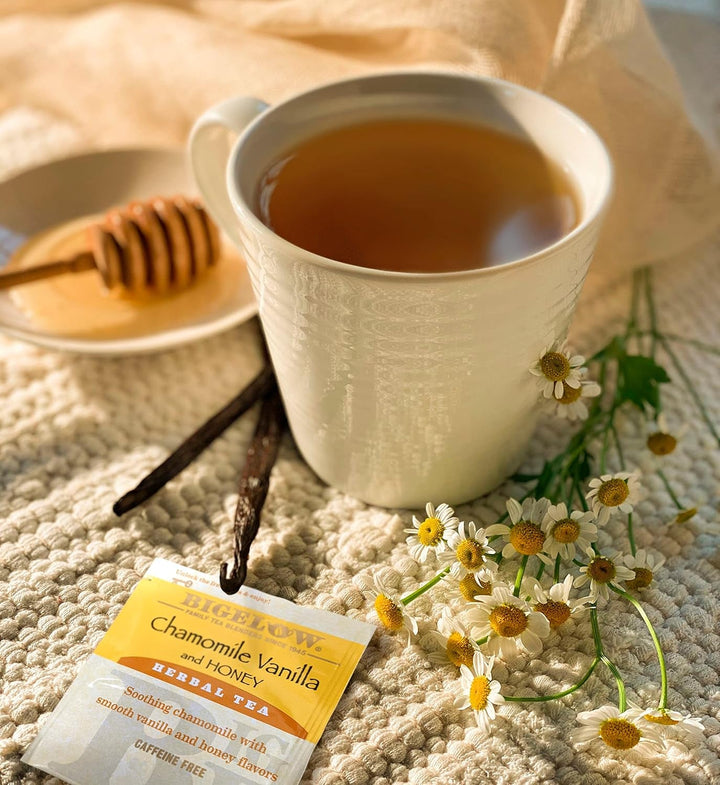Chamomile Vanilla with Honey Herbal Teabags Box, Caffeine Free, 20 Count, Pack of 6 Tea USA Naty Shop