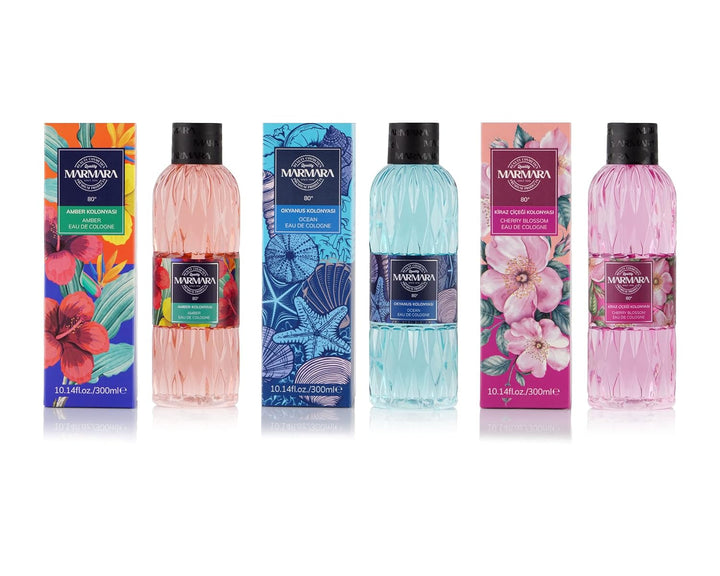 MARMARA BEAUTY Apă de colonie OCEAN 300 ml - Alcool 80° - Parfum răcoritor pentru femei și bărbați - Apă de colonie - Reîmprospătează, răcorește - EDC - Calmează - Colonia