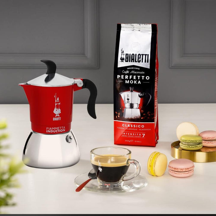 Bialetti Fiammetta Cafetieră cu inducție, aluminiu, oțel, roșu, 2 cești