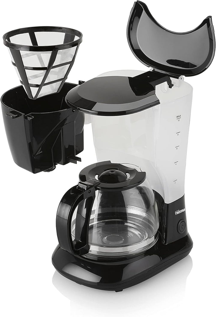 Cafetieră Tristar cu capacitate de 1,25 litri - Pentru 10-12 cești, de asemenea, pentru camping, CM-1245, negru