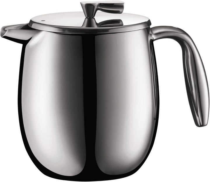 Cafetieră Bodum 1308-16 Columbia (cu perete dublu, din oțel inoxidabil, rezistentă la spălarea vaselor, 1,0 litri (34 oz)) Strălucitoare