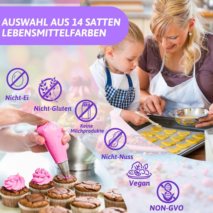 Lebensmittelfarbe Flüssig - Fidton 14 Lebensmittelfarben Vegan Food Coloring, Essbare Tortendeko Kit Für Lebensmittel Farben, Flüssige Lebensmittelfarbe Für Eier Färben, Fondant, Makronen - 10 Ml