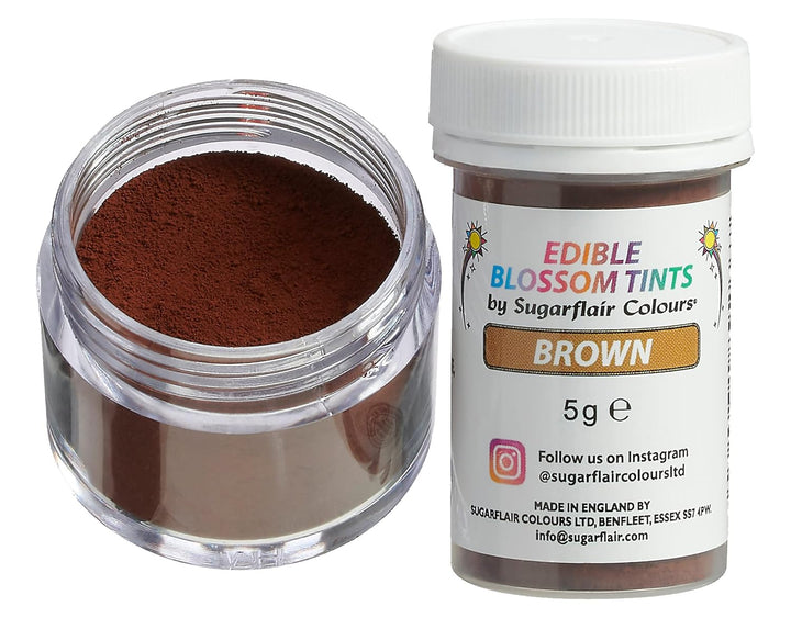 Sugarflair Blossom Tint Dust Lebensmittelfarbe Pulver Brown - Lebensmittel Farbe Pulver Für Kuchenoberflächen, Zuckerpaste, Fondant, Zuckerguss, Schokolade, Buttercreme, Macarons Und Mehr - 5G