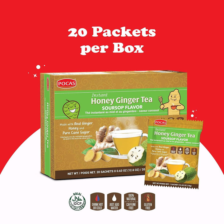 Honey Ginger Tea - Instant Tea Powder Packets 20 Count Tea USA Naty Shop