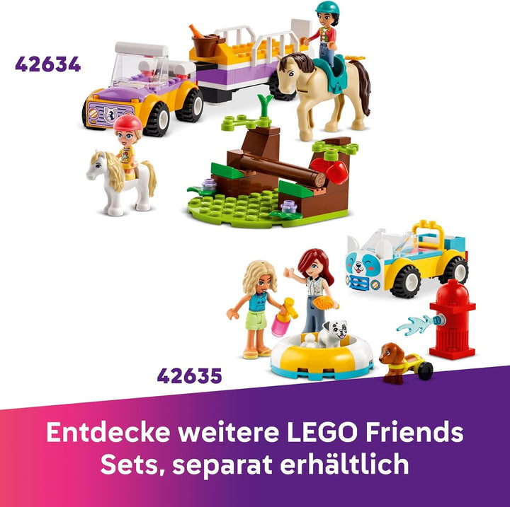 Camion de înghețată LEGO Friends Heartlake City, set de joacă pentru jocuri de rol, set de construcție cu 2 figurine și un iepuraș, jucărie pentru fete de la 4 ani, jucărie de construcție cu minifigurine ale personajelor 42644