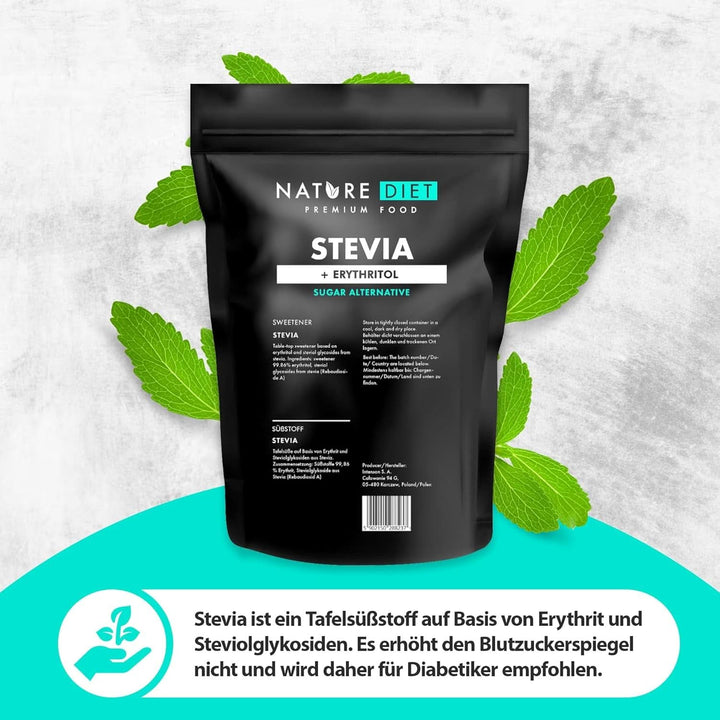 Nature Diet - Stevia Süßstoff 1000G | Natürlicher Süßstoff | Kalorienarm | Zuckerersatz