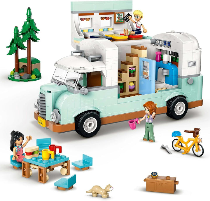 LEGO Friends Caravan, Set de construcție pentru jocuri de rol cu o rulotă de jucărie, Cadou pentru fete cu vârsta de peste 7 ani, Set de joacă creativ cu 3 minifigurine și figurină de animal dihor 42663