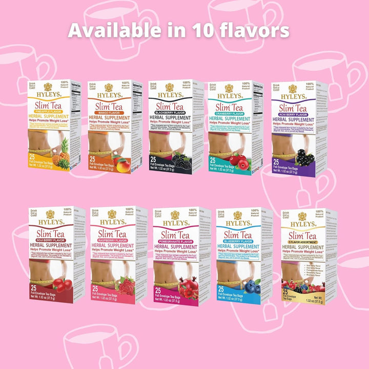 Slim Tea 5 Flavor Assortment - Weight Loss Herbal Supplement Cleanse and Detox - 25 Tea Bags (1 Pack) Tea USA Naty Shop