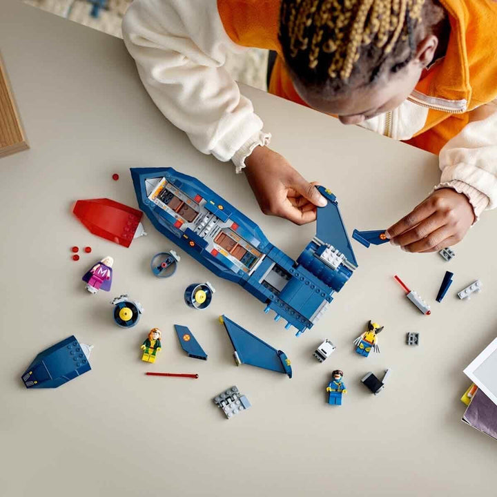 LEGO Marvel X-Jet The X-Men, model de avion de construit cu figuri, inclusiv Wolverine și Rogue, jucărie cu supereroi pentru copii, cadou pentru băieți și fete de la 8 ani 76281