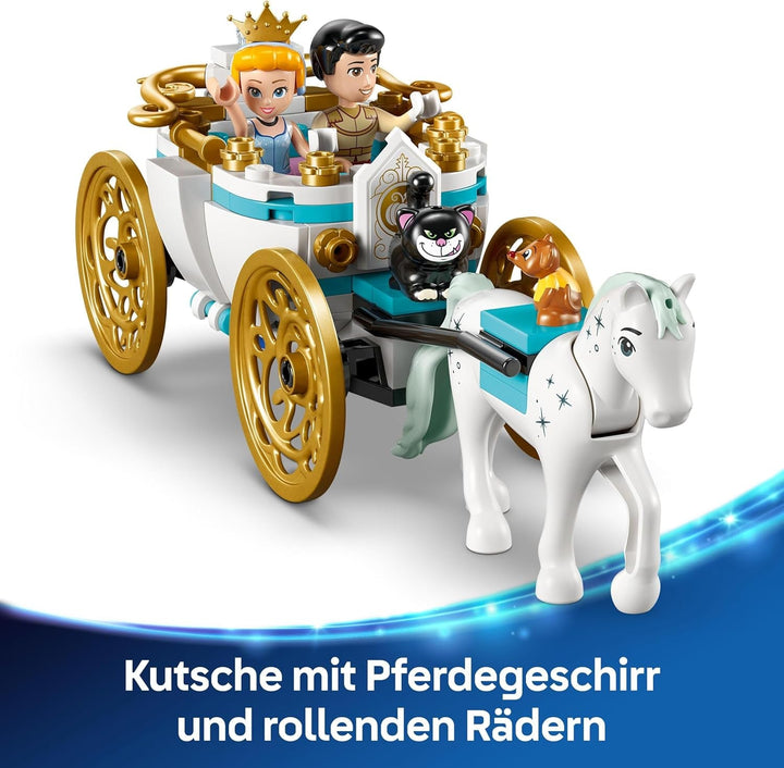 LEGO Ç€ Castelul prințesei Disney Cenușăreasa și trăsura trasă de cai, set pentru fete de la 6 ani, jucărie fantastică cu prințesa Cenușăreasa și prințul fermecător mini păpuși, idee de cadou pentru fanii Disney 43275