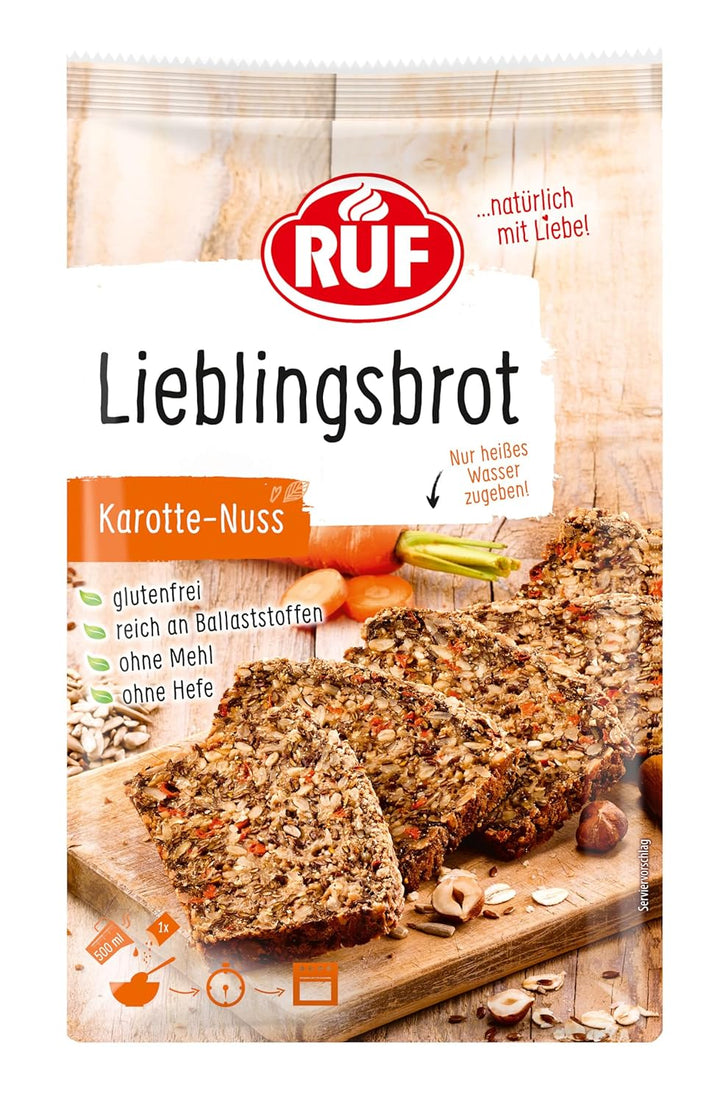 RUF Lieblingsbrot Protein, Brot-Backmischung, Brotmischung, Brotteig-Mischung, Proteinreiches Brot, Glutenfrei, Ohne Mehl & Hefe, 1 X 500G