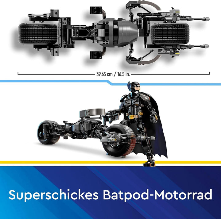 LEGO DC Batman: Batman figurină de construcție cu Batpod, jucărie pentru filmele cu supereroul, set de joacă de aventură pentru copii, cadou pentru băieți și fete 76273