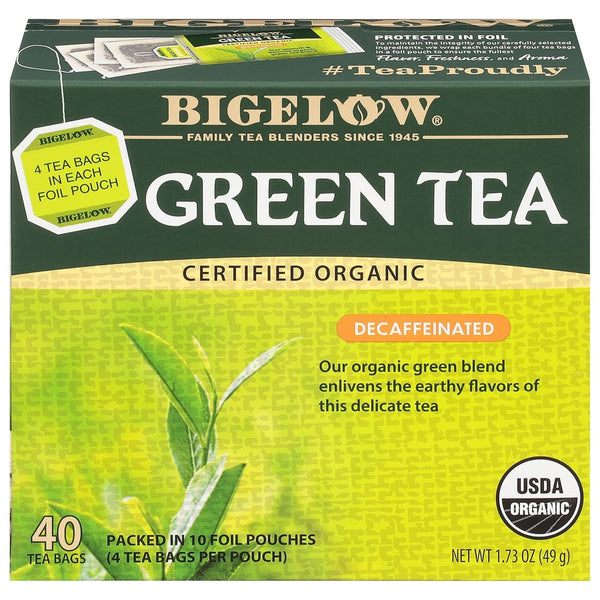 Bigelow Organic Decaffeinated Green Tea, 40 Count (Pack of 6), 240 Total Tea Bags Tea USA Naty Shop 40 Count (Pack Of 6)