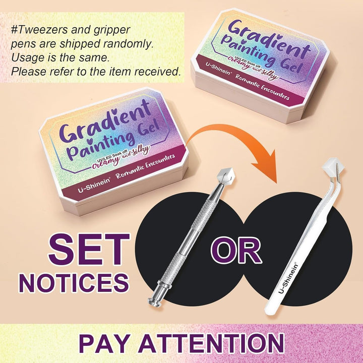 Gradient Painting Gel, 12 Colors Ombre Gel Nail Polish with 100Pcs Nail Sponges & 4 Claws Metal Grabber for French Manicure DIY Nail Art,Set I