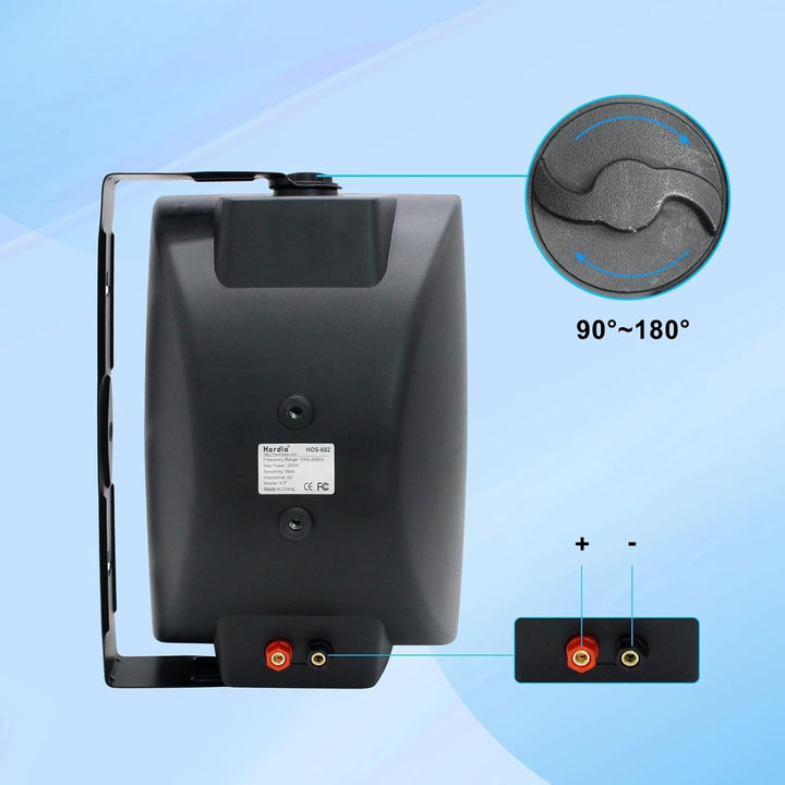 Herdio 16,5 Cm (6,5 Zoll) 800 W Outdoor-Lautsprecher, Kabelgebunden, Wasserdicht, Passiv Mit Kraftvollem Bass, Wandmontage, Lautsprecher Für Terrasse, Garage, Überdachte Deck, Allwetter-Haltbarkeit